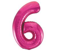 Pink Number 6 Shaped Large Foil Balloon (86cm) 1 Piece - Perfect for Birthday Parties and Special Events