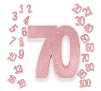 Pink Number 70 Glitter Table Centrepiece,8" Glitter Pink 70th for Table Decorations,Standing Marquee Digit 0 1 2 3 4 5 6 7 8 9-100 for Birthday Tables Decor Wedding Festival Xmas Gifts Party Supplies
