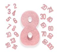 Pink Number 8 Glitter Table Centrepiece,8" Glitter Pink 8th for Table Decorations,Standing Marquee Digit 0 1 2 3 4 5 6 7 8 9-100 for Birthday Tables Decor Wedding Festival Xmas Gifts Party Supplies