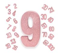 Pink Number 9 Glitter Table Centrepiece,8" Glitter Pink 9th for Table Decorations,Standing Marquee Digit 0 1 2 3 4 5 6 7 8 9-100 for Birthday Tables Decor Wedding Festival Xmas Gifts Party Supplies