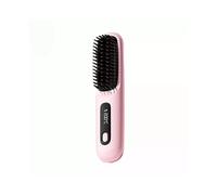 (Pink) Numoya Portable Straightener Brush-GoBrush PRO, Rechargeable Mini Straightener