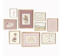 Pink Nursery Wall Art Baby Girl Room Canvas Wall Decor Vintage Girl Nursery Prints Decor Pink Bunny Pictures Vintage Floral Poster Kids Swan Flower Painting Artwork for Bedroom 8x10x9 Inch Unframed