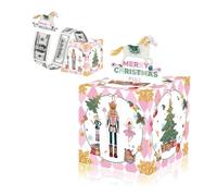 Pink Nutcracker Christmas Money Pull Box,Money Cake Pull out Cash with Card and 50P Bag,Christmas Cash Gift Money Pull Pouch Box for Kids/Adults,Xmas Cash Presents Boxes,Money Reveal Boxes Xmas Decor