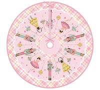 Pink Nutcracker Christmas Tree Skirt 48 Inch Christmas Nutcracker Tree Collar New Year Winter Xmas Tree Decor Nutcracker Christmas Decorations for Home Party