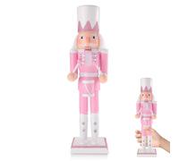 Pink Nutcracker Soldier Ornaments Christmas Decorations, 14 Inch christmas nutcracker figures large, Traditional Painted Wooden Doll,Nutcracker Soldier Puppet Doll for Fireplace Xmas Gift Indoor Decor
