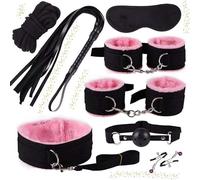 Pink Nylon 8-Piece Set, Multiple Combinations to Choose from, Soft and Novel, Surprise Gift for Couples On Holidays，Endurance Training Accessory