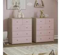 (Pink & Oak) Neptune Set of 2 Chests of Drawers Garment Storage