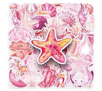 Pink Ocean Stickers 50 Pcs Waterproof Cartoon Sea Animals Sticker for Water Bottle Laptop Scrapbook Skateboard Car Bike Notebook Luggage Guitar,Vinyl Funny Cute Marine Life Decals for Adults Girls