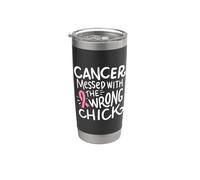 Pink October Breast Cancer Messed with The Wrong Chick Stainless Steel Insulated Tumbler