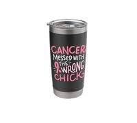 Pink October Breast Cancer Messed with The Wrong Chick Stainless Steel Insulated Tumbler