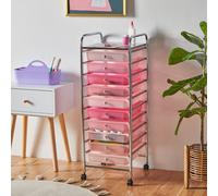 Pink Ombre 10 Drawer Trolley