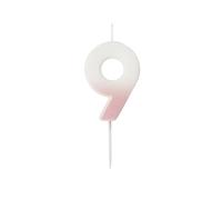 Pink Ombre Number '9' Candle