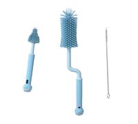 (Pink, One size) 3 Pcs Silicone Bottle Brushes 360 Degree Rotation Baby Pacifier Cup Nipple Cleaning Brush Set Handheld Soft for Head Baby Bottle Washing Tools