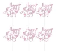 (Pink, One size) 6pcs Happy Mother's Day Cake Topper Meaningful Cupcake Ornament Picks Cake Decor Dessert Adornment for Home Party (Pink + Light Purple)