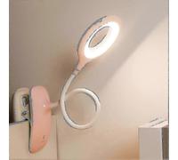 (Pink, One size) Led Clip-on Reading Lamp Dimmable Eye Protection Table Lamp