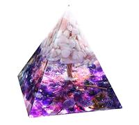 Pink Opal Stone Tree of Life Orgonite Pyramid with Amethyst Chakra Reiki Energy Generator Crystal Healing Orgone Collection Wealth Lucky Meditation Tool