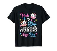 Pink Or Blue Auntie Loves You Cow Baby Gender Reveal T-Shirt
