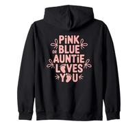 Pink Or Blue Auntie Loves You Cute Reveal Zip Hoodie