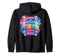 Pink Or Blue Auntie Loves You Gender cats Reveal Aunt Zip Hoodie
