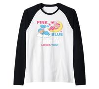 Pink or Blue Auntie Loves You Gender Reveal Raglan Baseball Tee