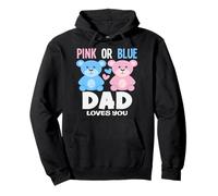 Pink Or Blue Dad Loves You Bear Gender Reveal Party Pullover Hoodie