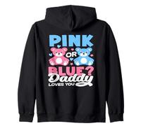 Pink Or Blue Daddy Loves You Bear Gender Reveal Baby Zip Hoodie