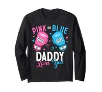 Pink or Blue Daddy Loves You Boxing Gender Reveal Boxer Long Sleeve T-Shirt