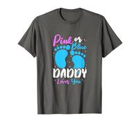 Pink or Blue Daddy Loves You Gender Reveal Dad to Be T-Shirt, Men, Asphalt Grey, 4X-Large