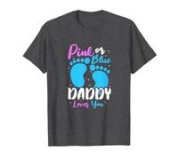 Pink or Blue Daddy Loves You Gender Reveal Dad to Be T-Shirt, Men, Dark Heather Grey, Medium