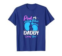 Pink or Blue Daddy Loves You Gender Reveal Dad to Be T-Shirt, Men, Royal Blue, Large