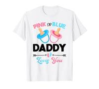Pink Or Blue Daddy Loves You Keeper Gender Reveal Party T-Shirt, Men, White, Small