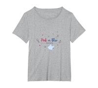 Pink or Blue Dreams Come True Baby Shower Celebration T-Shirt, Women's Plus, Heather Grey, 1X