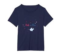 Pink or Blue Dreams Come True Baby Shower Celebration T-Shirt, Women's Plus, Navy, 1X