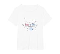 Pink or Blue Dreams Come True Baby Shower Celebration T-Shirt, Women's Plus, White, 1X
