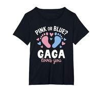 Pink Or Blue Gaga Loves You Gender Reveal Party T-Shirt, Women's Plus, Black, 4X