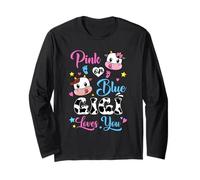 Pink Or Blue Gigi Loves You Cow Baby Gender Reveal Long Sleeve T-Shirt