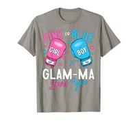 Pink Or Blue Glam-ma Loves You Boxing Gender Reveal Party T-Shirt