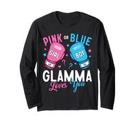 Pink or Blue Glamma Loves You Boxing Gender Reveal Boxer Long Sleeve T-Shirt