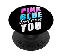 Pink or Blue GOD Loves You - Christian Faith Gender Reveal PopSockets Adhesive PopGrip