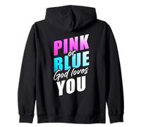 Pink or Blue GOD Loves You - Christian Faith Gender Reveal Zip Hoodie