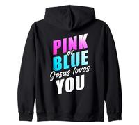 Pink or Blue GOD Loves You - Christian Faith Gender Reveal Zip Hoodie