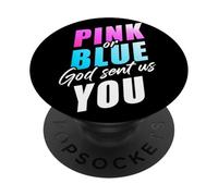 Pink or Blue GOD Sent Us You - Christian Faith Gender Reveal PopSockets Adhesive PopGrip