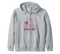 Pink Or Blue Grandma Loves You Gender Reveal Grandmother Zip Hoodie