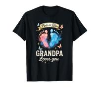 Pink or Blue Grandpa Loves You - Gender Reveal Baby Shower T-Shirt