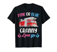 Pink Or Blue Granny Loves You Fire Truck Baby Gender Reveal T-Shirt