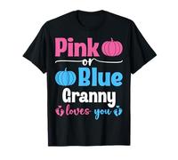 Pink Or Blue Granny Loves You Pumpkin Gender Reveal Party T-Shirt