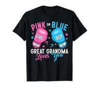 Pink Or Blue Great Grandma Loves You Boxing Gender Reveal T-Shirt