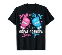 Pink Or Blue Great Grandpa Loves You Boxing Gender Reveal T-Shirt