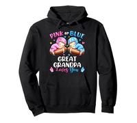 Pink Or Blue Great Grandpa Loves You Gender Reveal Football Pullover Hoodie
