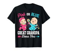 Pink Or Blue Great Grandpa Loves You Gender Reveal Party T-Shirt